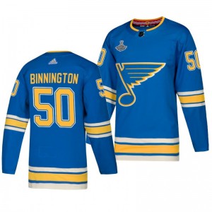 Blues Jordan Binnington 2019 Stanley Cup Champions Authentic Alternate Blue Jersey - Sale