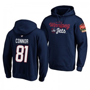 Kyle Connor Jets 2019-20 Heritage Classic Navy Mosaic Hoodie