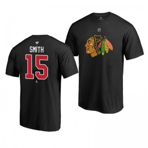 Zack Smith Blackhawks Black Authentic Stack T-Shirt - Sale