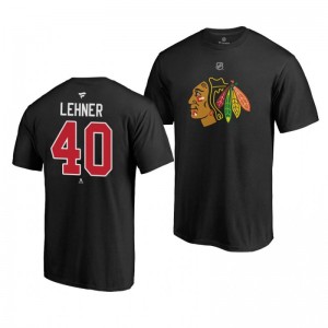 Robin Lehner Blackhawks Black Authentic Stack T-Shirt - Sale