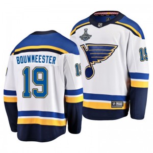 Blues 2019 Stanley Cup Champions Jay Bouwmeester Away Breakaway Player Jersey - White - Sale
