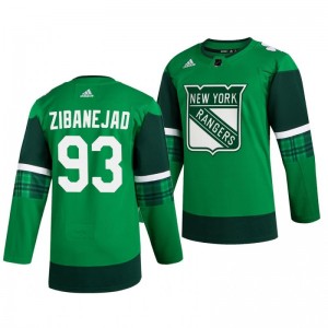 Rangers Mika Zibanejad 2020 St. Patrick's Day Authentic Player Green Jersey - Sale