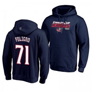 Columbus Blue Jackets 2019 Stanley Cup Playoffs Nick Foligno Navy Bound Body Checking Pullover Hoodie
