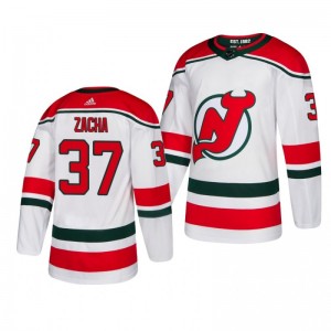 Pavel Zacha Devils White Adidas Authentic Player Alternate Jersey - Sale