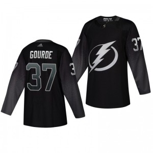 Yanni Gourde Lightning Adidas Authentic Alternate Black Jersey - Sale