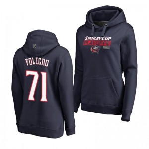 Nick Foligno Columbus Blue Jackets 2019 Stanley Cup Playoffs Bound Body Checking Pullover Women's Navy Hoodie - Sale