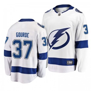 Yanni Gourde Lightning White Breakaway Away Player Jersey - Sale