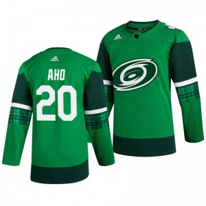Hurricanes Sebastian Aho 2020 St. Patrick's Day Authentic Player Green Jersey - Sale