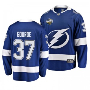 Yanni Gourde Lightning 2019 NHL Global Series Breakaway Player Blue Jersey - Sale