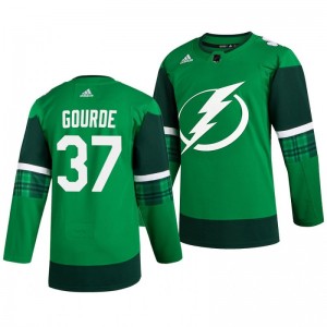 Lightning Yanni Gourde 2020 St. Patrick's Day Authentic Player Green Jersey - Sale