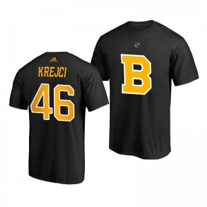 David Krejci Bruins Black Authentic Stack T-Shirt - Sale