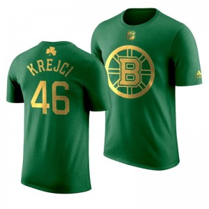 NHL Bruins David Krejci 2020 St. Patrick's Day Golden Limited Green T-shirt - Sale