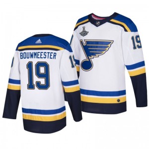 Blues 2019 Stanley Cup Champions White Adidas Authentic Jay Bouwmeester Jersey - Sale
