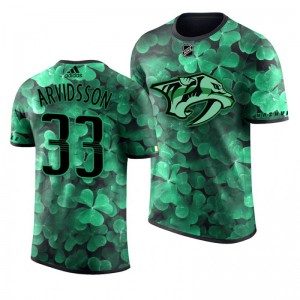 Predators Viktor Arvidsson St. Patrick's Day Green Lucky Shamrock Adidas T-shirt - Sale