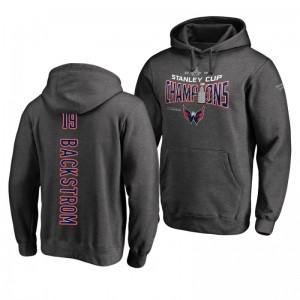 Nicklas Backstrom Capitals 2018 Heather Charcoal Pullover Stanley Cup Champions Hoodie - Sale