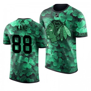 Blackhawks Patrick Kane St. Patrick's Day Green Lucky Shamrock Adidas T-shirt - Sale
