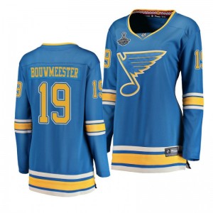 Blues 2019 Stanley Cup Champions Jay Bouwmeester Alternate Breakaway Women's Blue Jersey - Sale