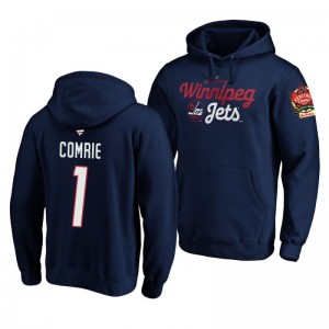 Eric Comrie Jets 2019-20 Heritage Classic Navy Mosaic Hoodie