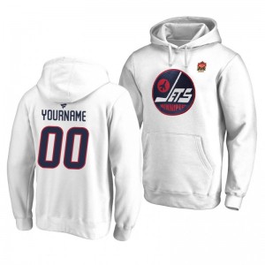 White 2019 Heritage Classic Winnipeg Jets Custom Team Logo Hoodie
