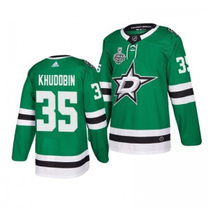 Men's Stars Anton Khudobin 2020 Stanley Cup Final Authentic Patch Kelly Green Jersey - Sale