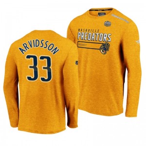 Nashville Predators Viktor Arvidsson Yellow 2020 Winter Classic Men's Long Sleeve T-Shirt - Sale