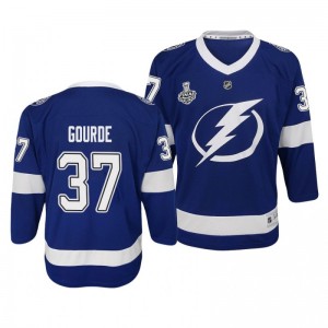Lightning Yanni Gourde Youth 2020 Stanley Cup Final Replica Player Home Blue Jersey - Sale