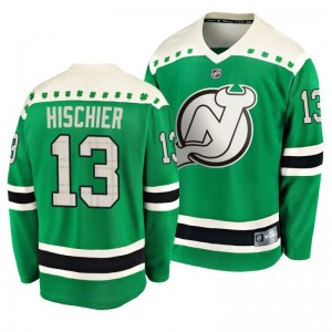 Devils Nico Hischier 2020 St. Patrick's Day Replica Player Green Jersey - Sale