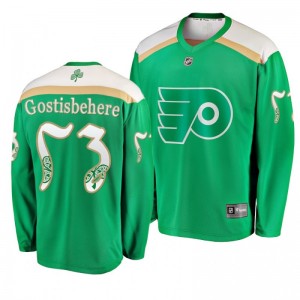 Flyers Shayne Gostisbehere 2019 St. Patrick's Day Replica Fanatics Branded Jersey Green - Sale
