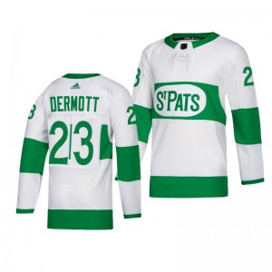 Toronto Maple Leafs Travis Dermott White St. Pats Adidas Authentic Player Jersey - Sale