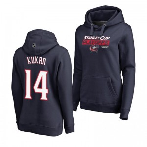 Dean Kukan Columbus Blue Jackets 2019 Stanley Cup Playoffs Bound Body Checking Pullover Women's Navy Hoodie