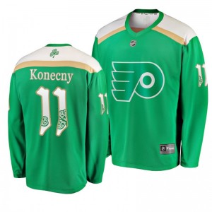 Flyers Travis Konecny 2019 St. Patrick's Day Replica Fanatics Branded Jersey Green - Sale