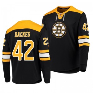 David Backes Bruins Platinum Long Sleeve Black Jersey T-Shirt - Sale