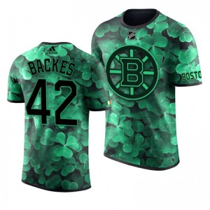 Bruins David Backes St. Patrick's Day Green Lucky Shamrock Adidas T-shirt - Sale