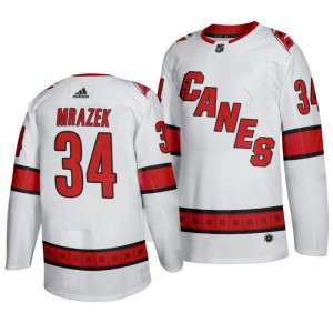 Petr Mrazek Hurricanes White Authentic Player Road Away Jersey - Sale