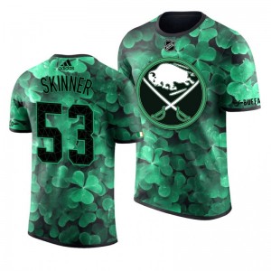 Sabres Jeff Skinner St. Patrick's Day Green Lucky Shamrock Adidas T-shirt - Sale