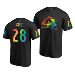 Ian Cole Avalanche 2019 Rainbow Pride Name and Number LGBT Black T-Shirt - Sale