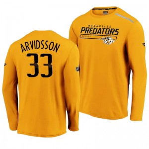 Predators Viktor Arvidsson 2020 Authentic Pro Clutch Long Sleeve Yellow T-Shirt - Sale