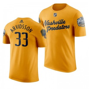 2020 Winter Classic Nashville Predators Viktor Arvidsson Yellow Team Logo T-Shirt - Sale