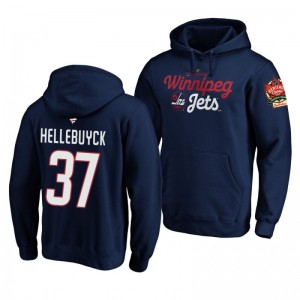 Connor Hellebuyck Jets 2019-20 Heritage Classic Navy Mosaic Hoodie