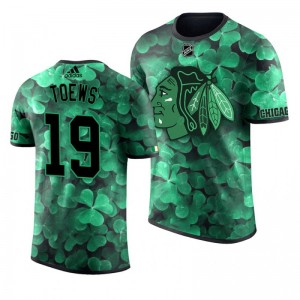 Blackhawks Jonathan Toews St. Patrick's Day Green Lucky Shamrock Adidas T-shirt - Sale