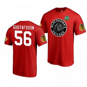 Erik Gustafsson Blackhawks 2019 Winter Classic Team Logo Name and Number T-Shirt Red - Sale