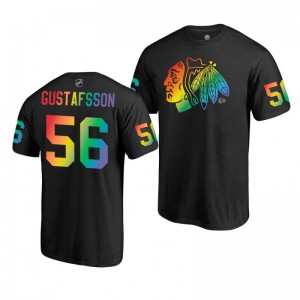 Erik Gustafsson Blackhawks 2019 Rainbow Pride Name and Number LGBT Black T-Shirt - Sale