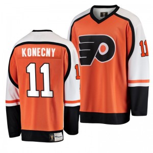Men's Flyers Travis Konecny #11 Orange 2019-20 Premier Breakaway Player Jersey - Sale