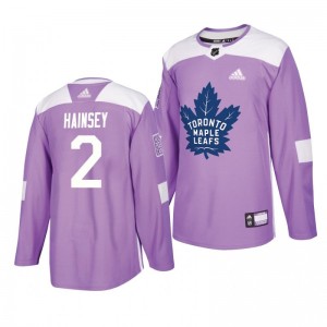 Ron Hainsey Maple Leafs Lavender 2018 Hockey Fights Cancer Warmup Practice Jersey - Sale