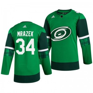 Hurricanes Petr Mrazek 2020 St. Patrick's Day Authentic Player Green Jersey - Sale