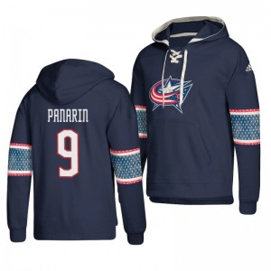 Columbus Blue Jackets Artemi Panarin Lace-up Navy Jersey Pullover Hoodie - Sale