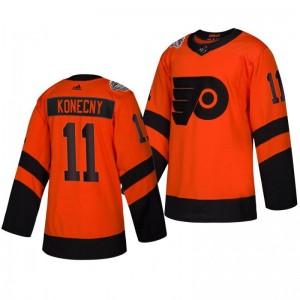 Flyers Men's Travis Konecny 2019 NHL Stadium Series Coors Light Authentic Orange Jersey - Sale
