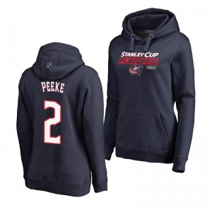 Andrew Peeke Columbus Blue Jackets 2019 Stanley Cup Playoffs Bound Body Checking Pullover Women's Navy Hoodie - Sale