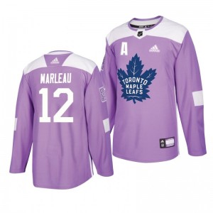 Patrick Marleau Maple Leafs Lavender 2018 Hockey Fights Cancer Warmup Practice Jersey - Sale