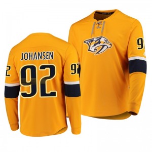 Predators Ryan Johansen Yellow Platinum Long Sleeve Jersey T-Shirt - Sale